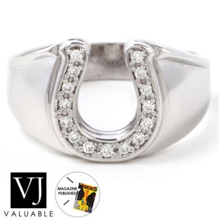 K18 ホワイトゴールド メンズ ダイヤモンド ホースシュー リング - VALUABLE