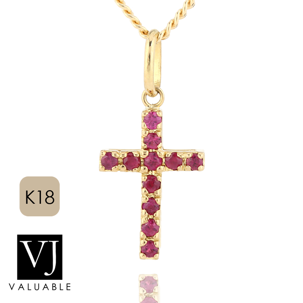 k18 クロス　ネックレス　necklace cross top ルビーハイブランド